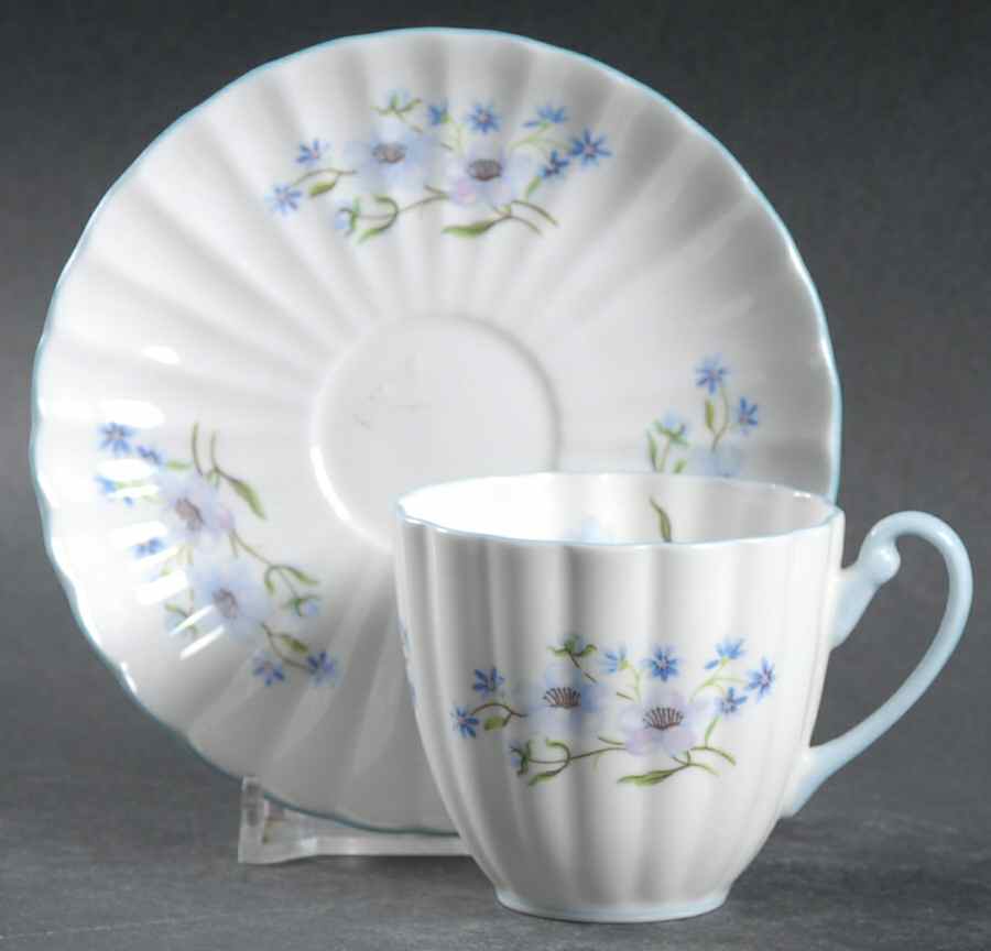 Blue Rock (Fluted) Flat Demitasse Cup & Saucer Set by Shelley-1
