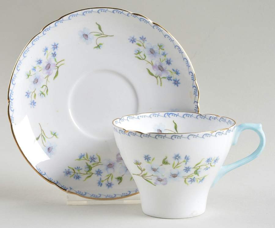 Blue Rock Flat Cup & Saucer Set by Shelley-1