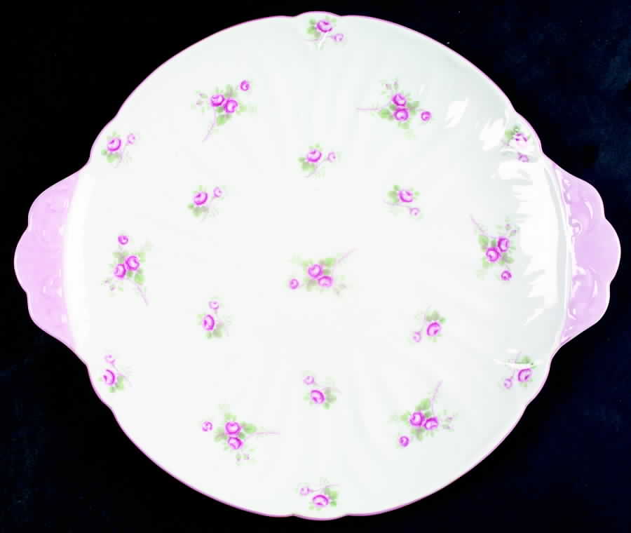 Bridal Rose (Oleander Shape) Handled Cake Plate by Shelley-1