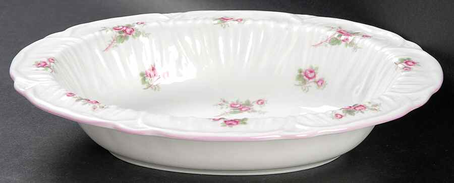 Bridal Rose (Oleander Shape) 9" Oval Vegetable Bowl by Shelley-1