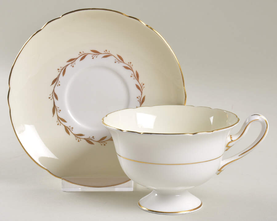Bridal Wreath Footed Cup & Saucer Set by Shelley-1