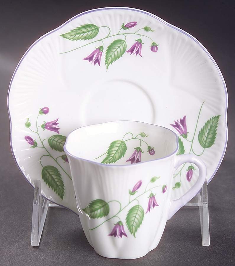 Campanula (Dainty) Flat Demitasse Cup & Saucer Set by Shelley-1