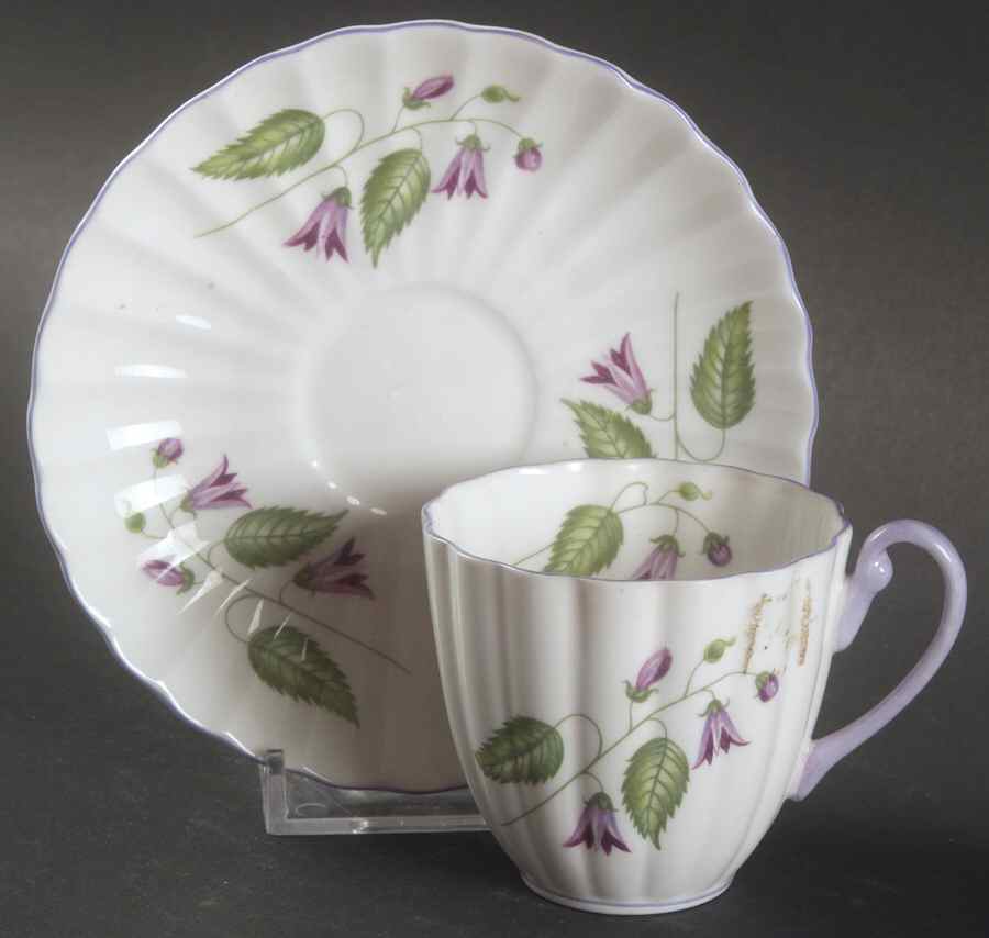 Campanula (Fluted) Flat Demitasse Cup & Saucer Set by Shelley-1