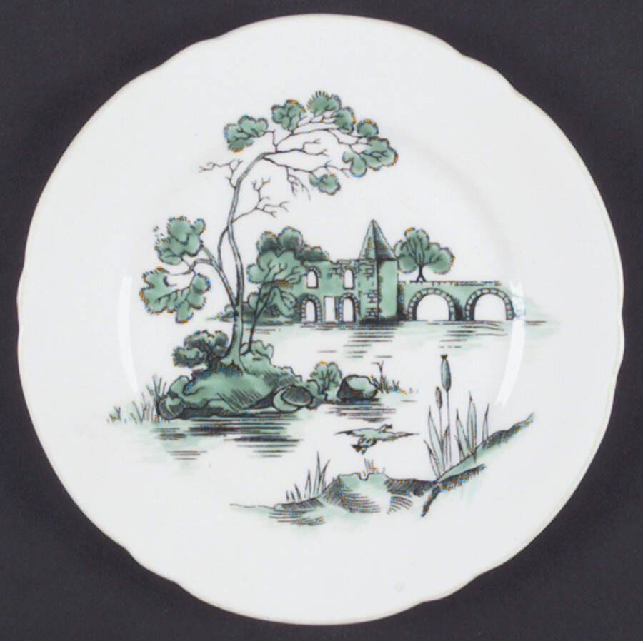 Castle Green (Green Trim) Bread & Butter Plate by Shelley-1