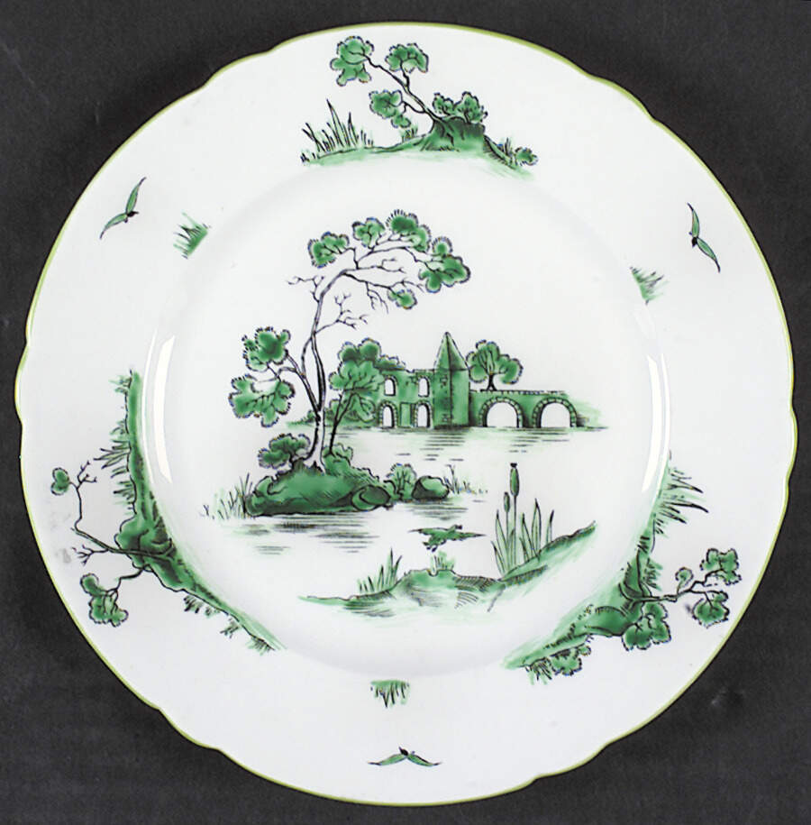 Castle Green (Green Trim) Salad Plate by Shelley-1
