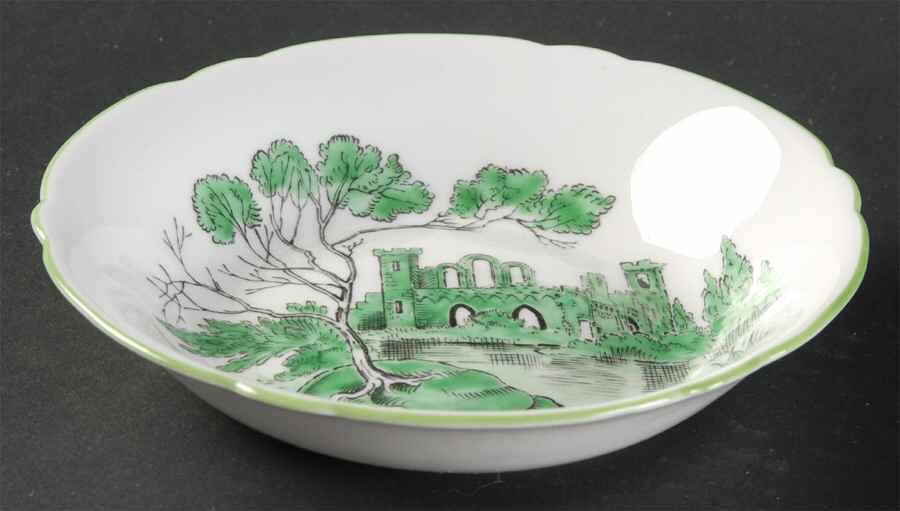 Castle Green (Green Trim) Fruit/Dessert (Sauce) Bowl by Shelley-1