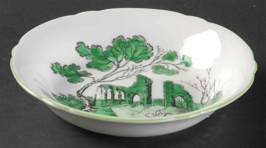 Castle Green (Green Trim) Fruit/Dessert (Sauce) Bowl by Shelley-1
