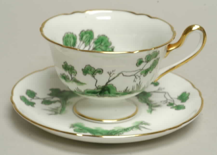 Castle Green (Gold Trim) Footed Cup & Saucer Set by Shelley-1