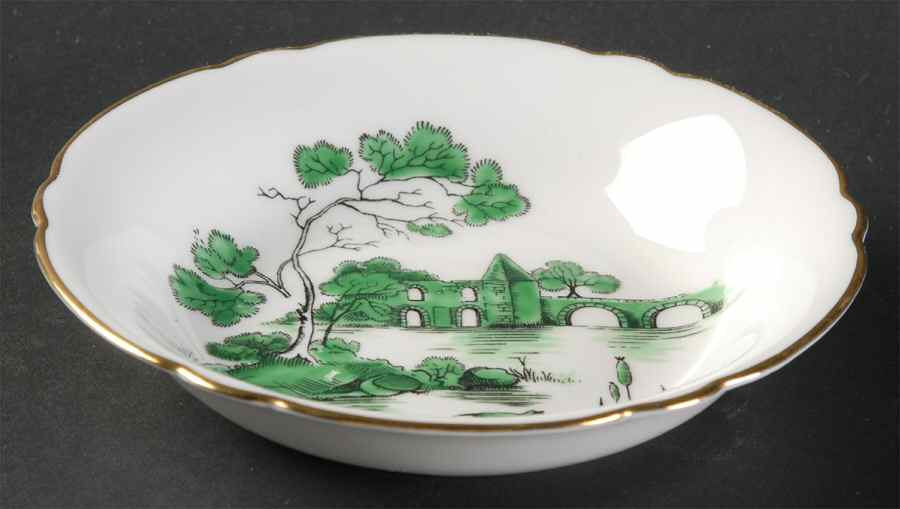 Castle Green (Gold Trim) Fruit/Dessert (Sauce) Bowl by Shelley-1