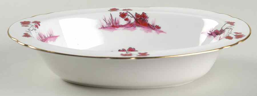 Castle Pink (Gold Trim) 9" Oval Vegetable Bowl by Shelley-1