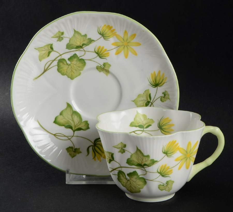 Celandine Flat Cup & Saucer Set by Shelley-1