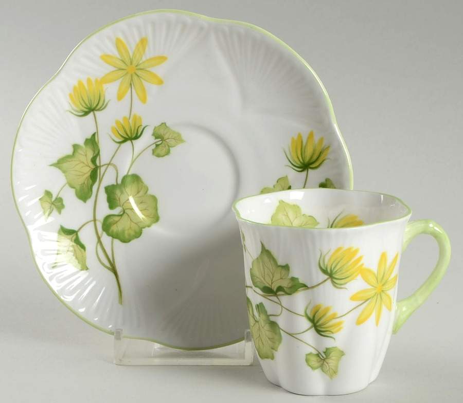 Celandine Flat Demitasse Cup & Saucer Set by Shelley-1