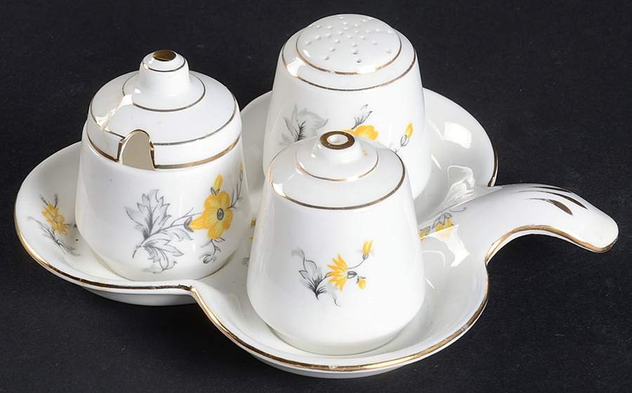 Charm Salt & Pepper, Mustard with Lid & Tray by Shelley-1