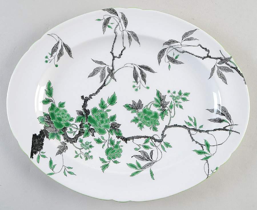 Chippendale Green 12" Oval Serving Platter by Shelley-1