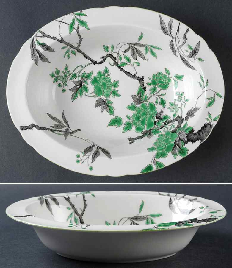 Chippendale Green 9" Oval Vegetable Bowl by Shelley-1
