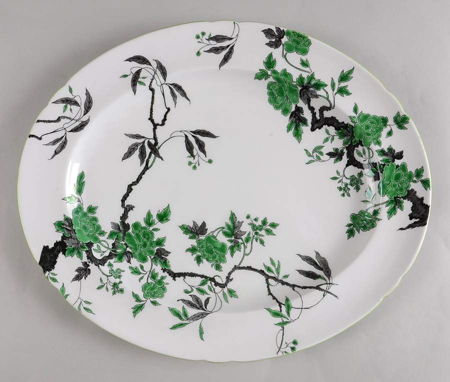 Chippendale Green 14" Oval Serving Platter by Shelley-1