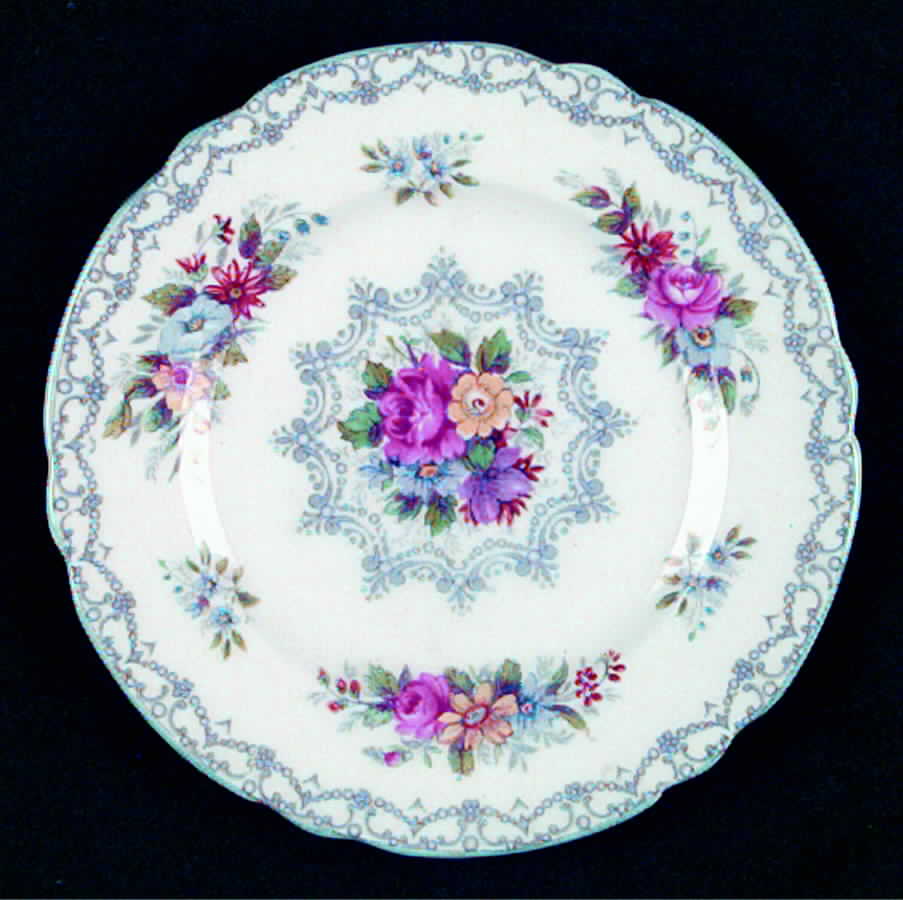 Crochet (Blue Trim) Small Bread & Butter Plate by Shelley-1