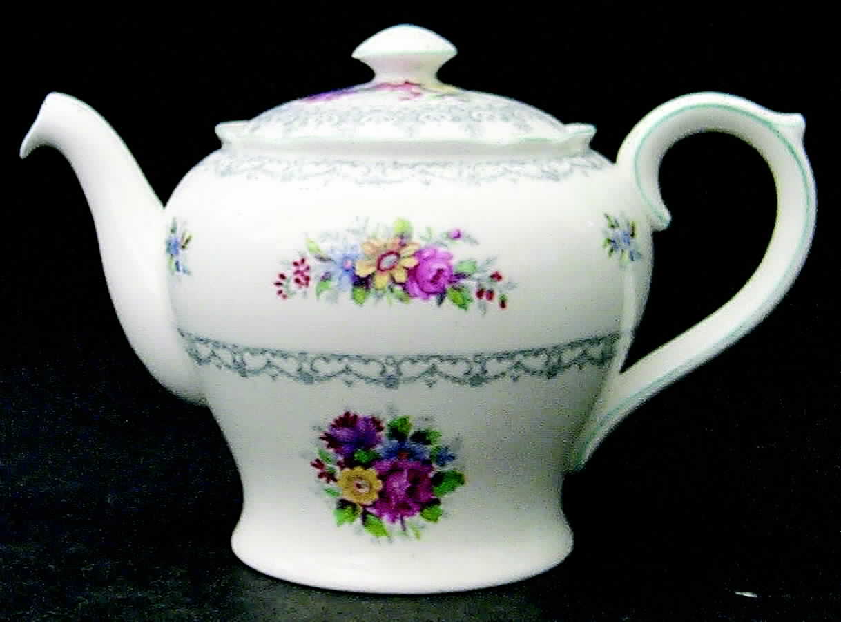 Crochet (Blue Trim) Mini Teapot & Lid by Shelley-1