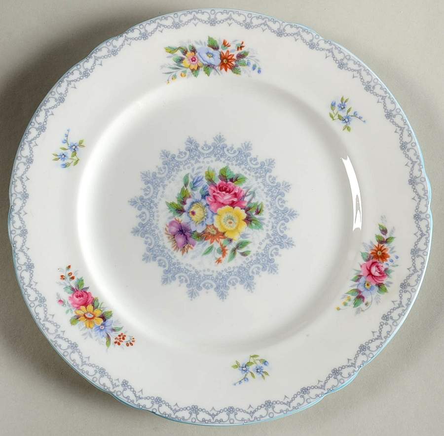 Crochet (Blue Trim) Salad Plate by Shelley-1