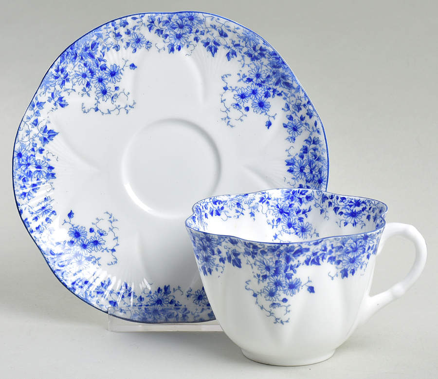 Dainty Blue Flat Cup & Saucer Set by Shelley-1