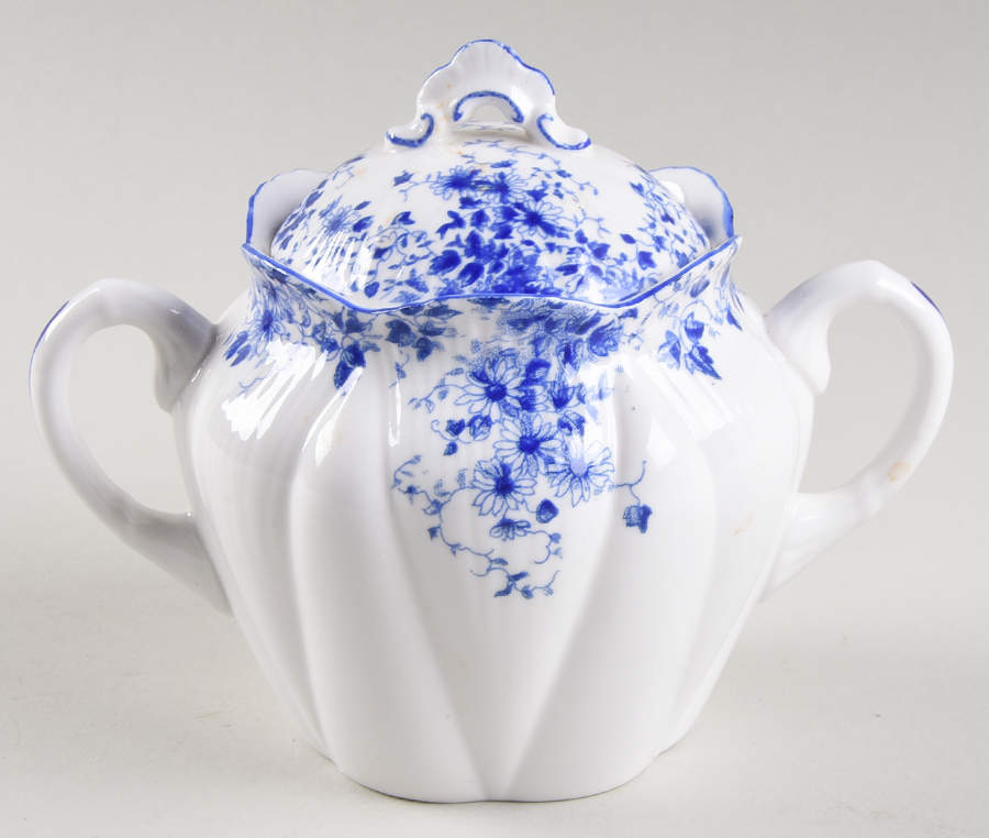 Dainty Blue Sugar Bowl & Lid by Shelley-1