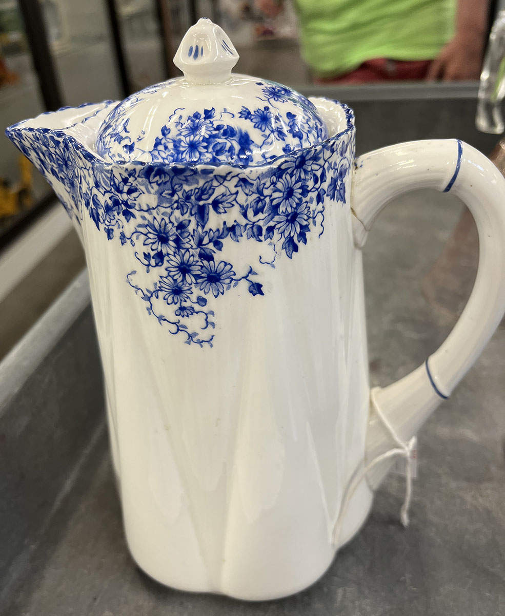 Dainty Blue Hot Water Jug & Lid by Shelley-1