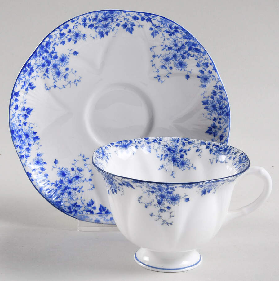 Dainty Blue Footed Cup & Saucer Set by Shelley-1