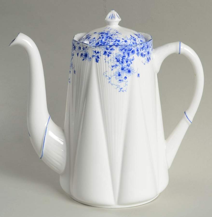 Dainty Blue Coffee Pot & Lid by Shelley-1