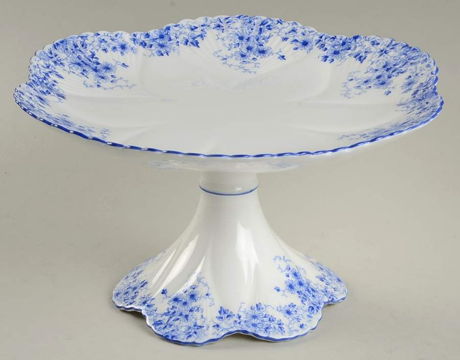 Dainty Blue 8" Diameter Pedestal Cake Stand by Shelley-1