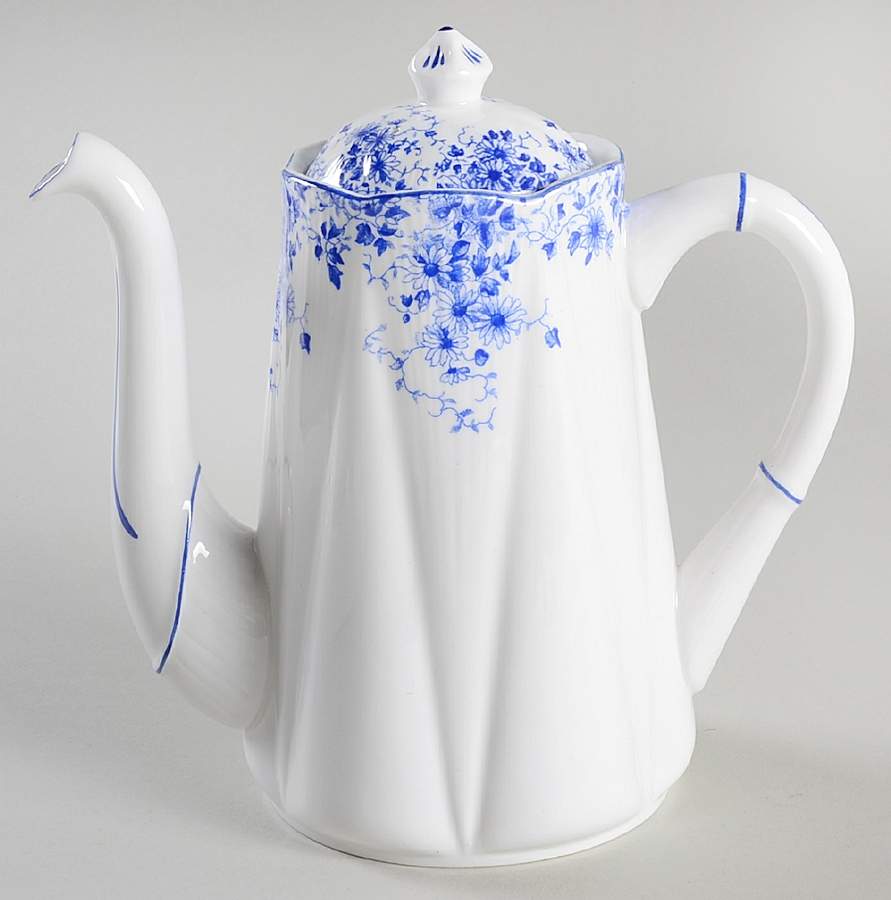 Dainty Blue Mini Coffee Pot & Lid by Shelley-1
