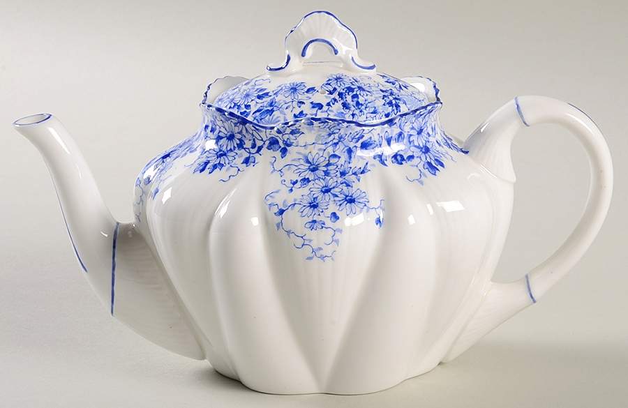 Dainty Blue Mini Teapot & Lid by Shelley-1