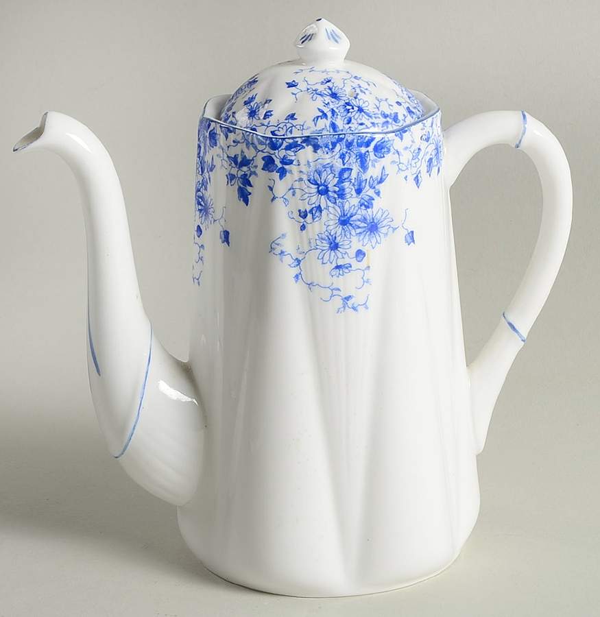 Dainty Blue Mini Coffee Pot & Lid by Shelley-1