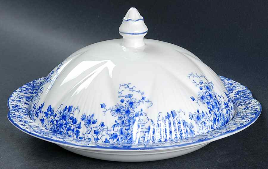 Dainty Blue Round Covered Butter by Shelley-1