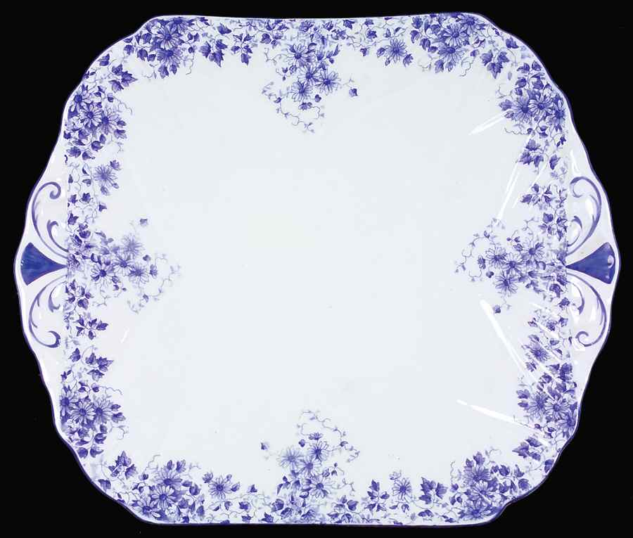 Dainty Blue Square Handled Cake Plate by Shelley-1