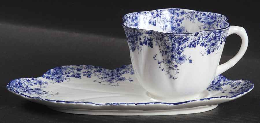 Dainty Blue Snack Plate & Cup Set by Shelley-1