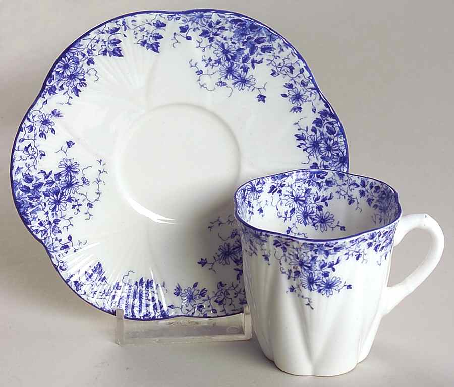 Dainty Blue Flat Demitasse Cup & Saucer Set by Shelley-1