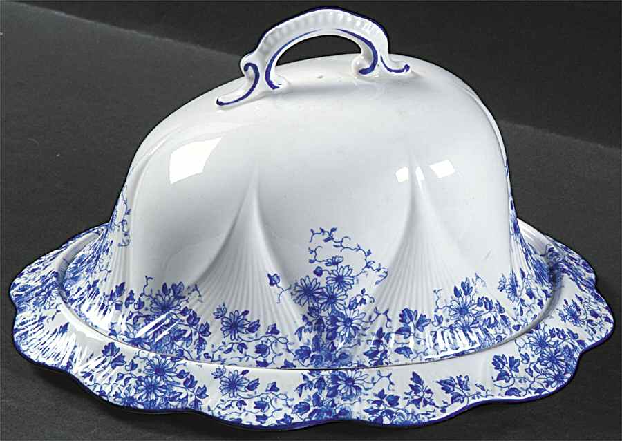 Dainty Blue Cheese Dish with Lid (Wedge) by Shelley-1