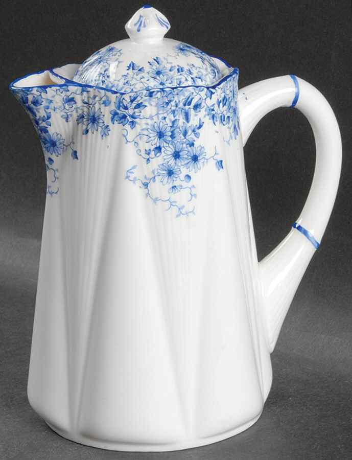 Dainty Blue Hot Water Jug & Lid by Shelley-1