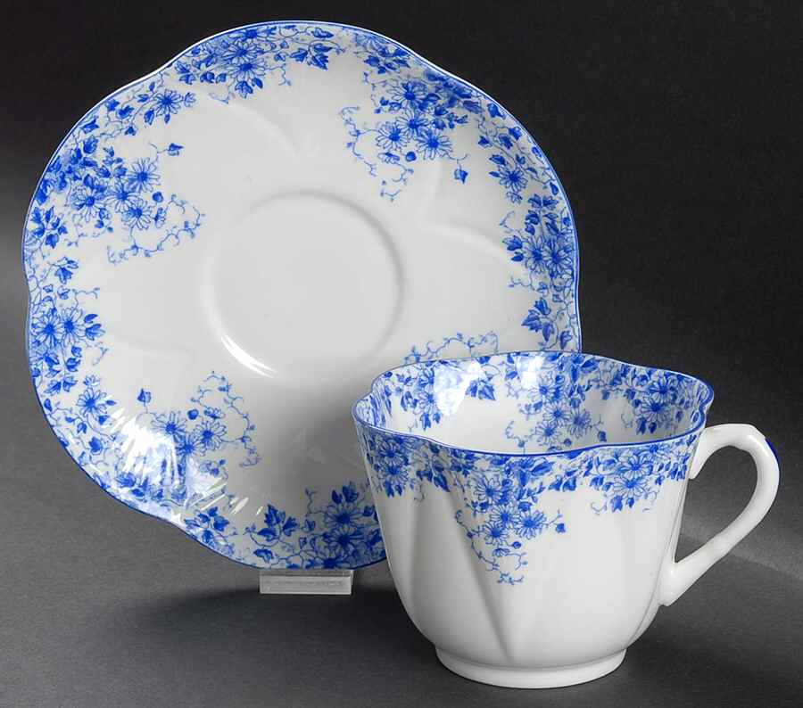 Dainty Blue Oversized Cup & Saucer Set by Shelley-1