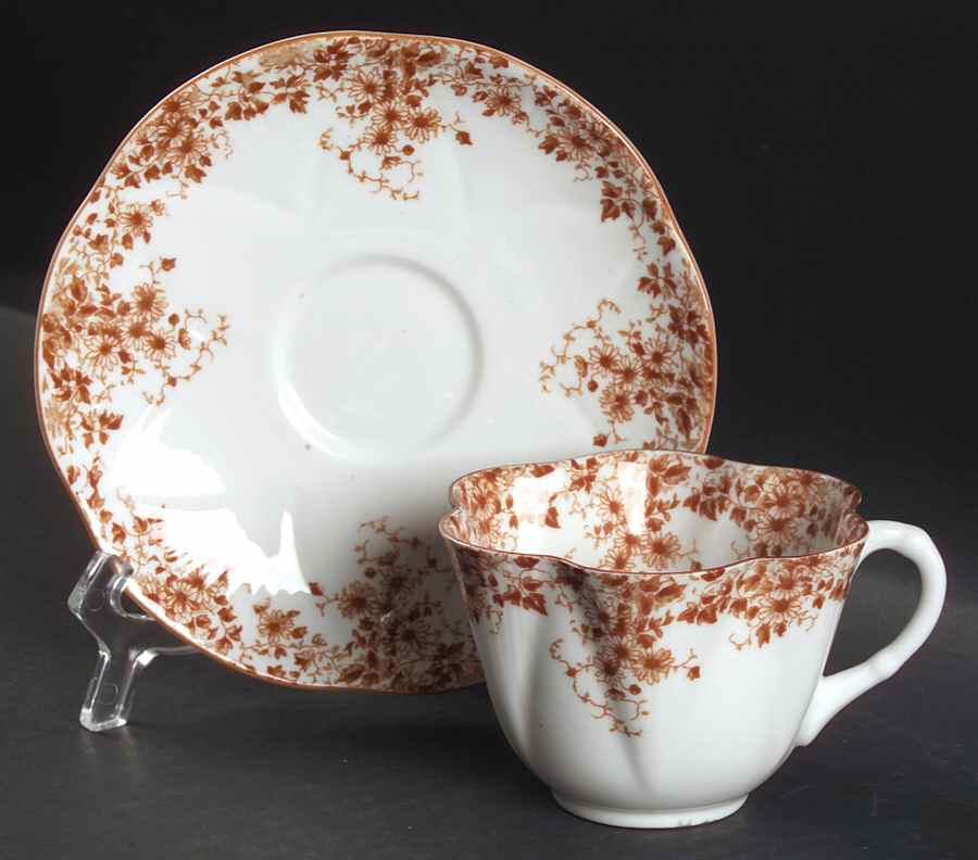 Dainty Brown Flat Cup & Saucer Set by Shelley-1