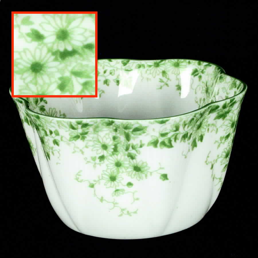 Dainty Green Open Sugar Bowl by Shelley-1