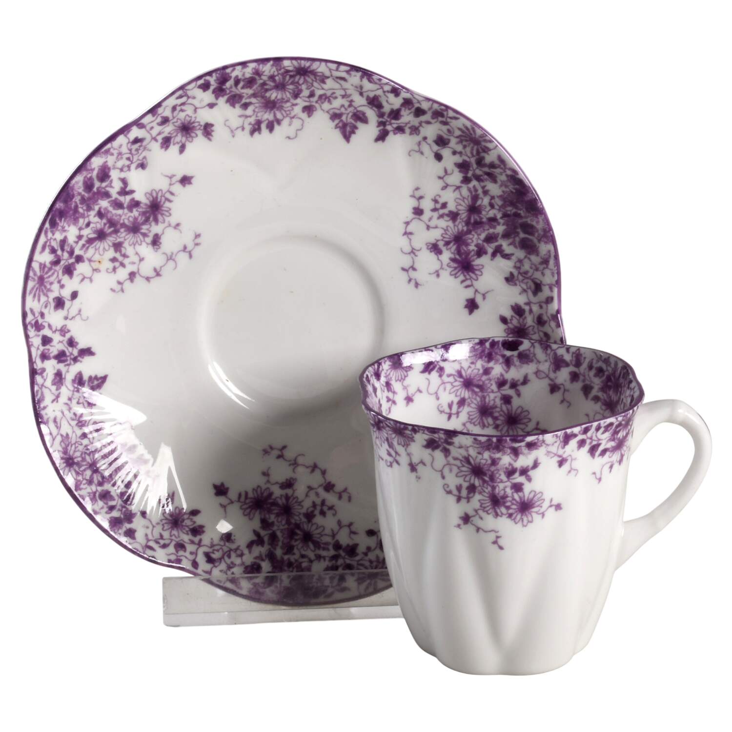 Dainty Mauve Flat Demitasse Cup & Saucer Set by Shelley-1