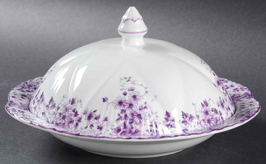 Dainty Mauve Muffin Dish & Lid by Shelley-1