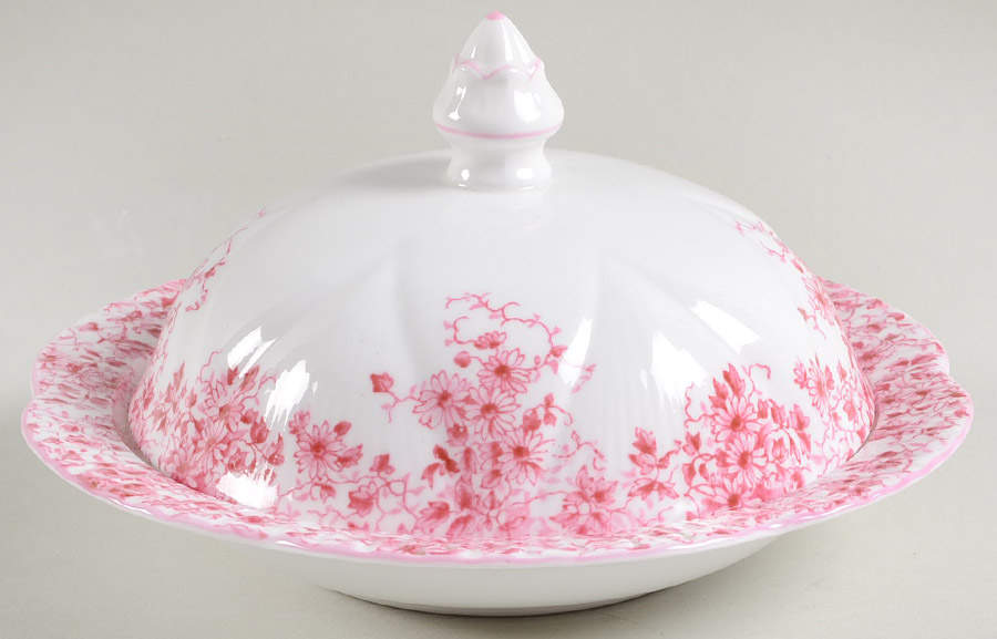 Dainty Pink Round Covered Butter by Shelley-1