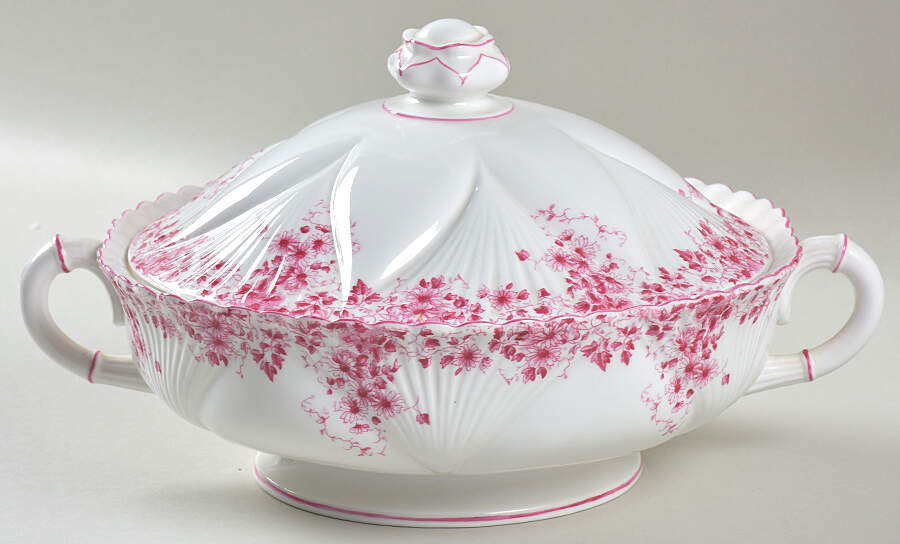 Dainty Pink Round Covered Vegetable by Shelley-1