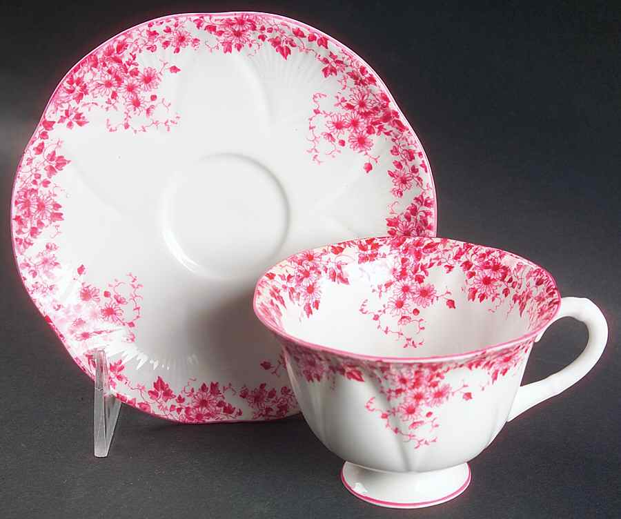 Dainty Pink Footed Cup & Saucer Set by Shelley-1