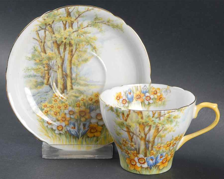 Daffodil Time Flat Demitasse Cup & Saucer Set by Shelley-1
