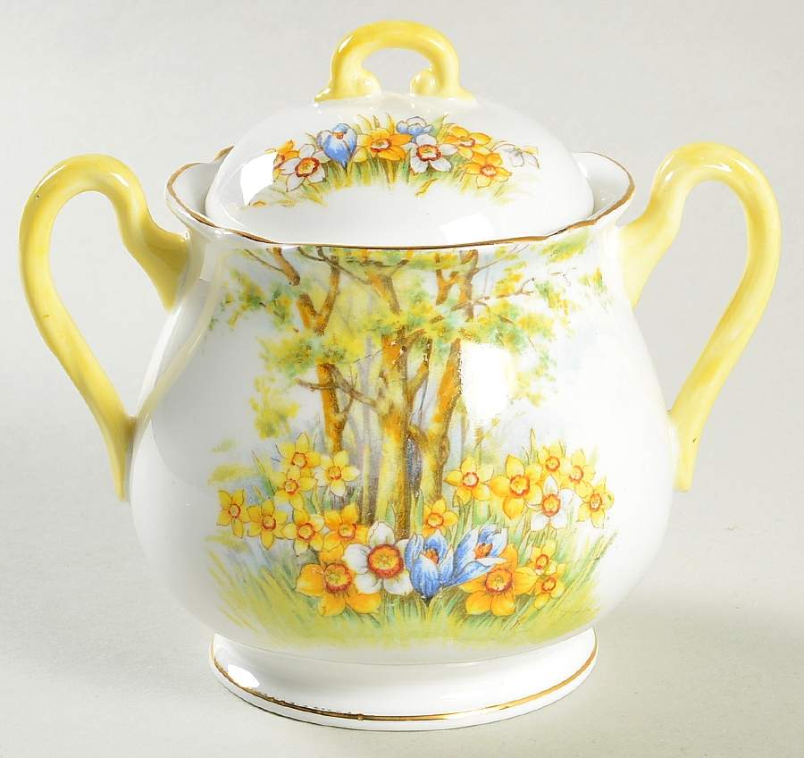 Daffodil Time Sugar Bowl & Lid by Shelley-1