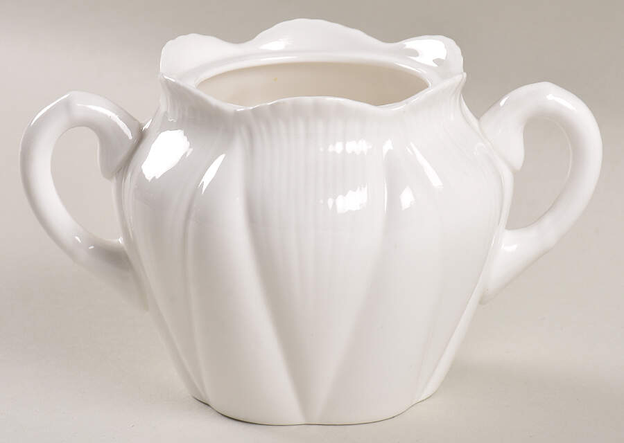 Dainty White (No Trim) Sugar Bowl No Lid by Shelley-1