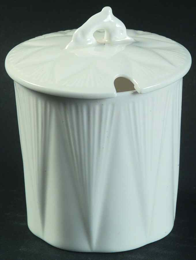 Dainty White (No Trim) Jam/Jelly & Lid by Shelley-1